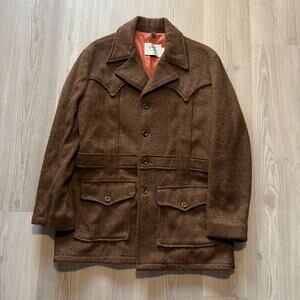 Men's Vintage 1950's H Bar C Ranchwear Brown Wool Cowboy Western Jacket Sz 42 L